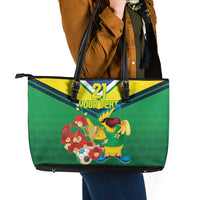 Brazil Canarinho Football Custom Leather Tote Bag Bora Brasil! Go Brazil!