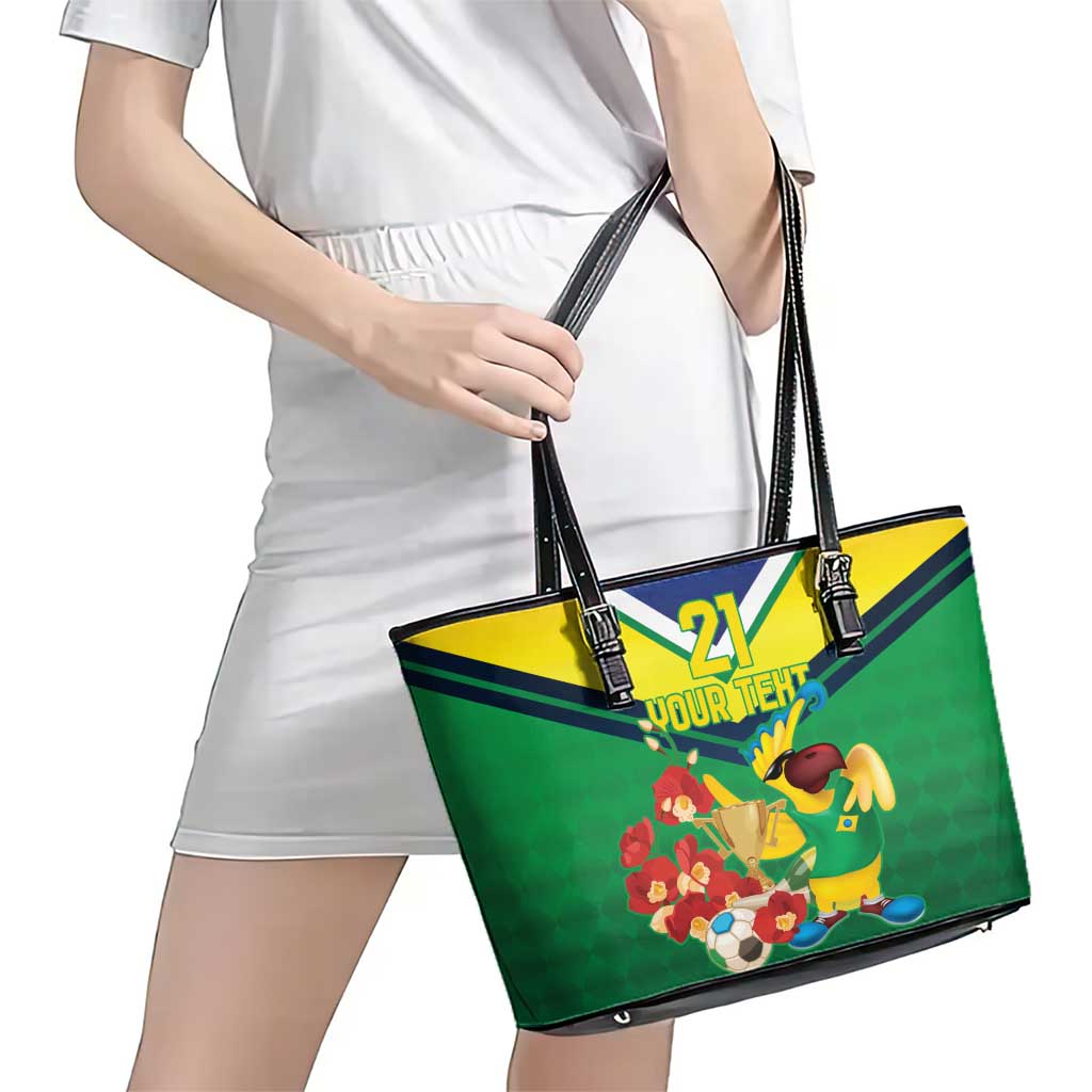 Brazil Canarinho Football Custom Leather Tote Bag Bora Brasil! Go Brazil!