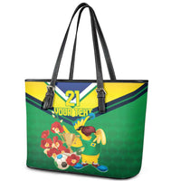Brazil Canarinho Football Custom Leather Tote Bag Bora Brasil! Go Brazil!