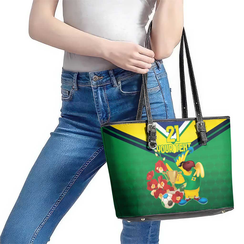 Brazil Canarinho Football Custom Leather Tote Bag Bora Brasil! Go Brazil!