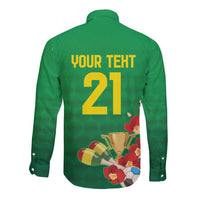 Brazil Canarinho Football Custom Long Sleeve Button Shirt Bora Brasil! Go Brazil!