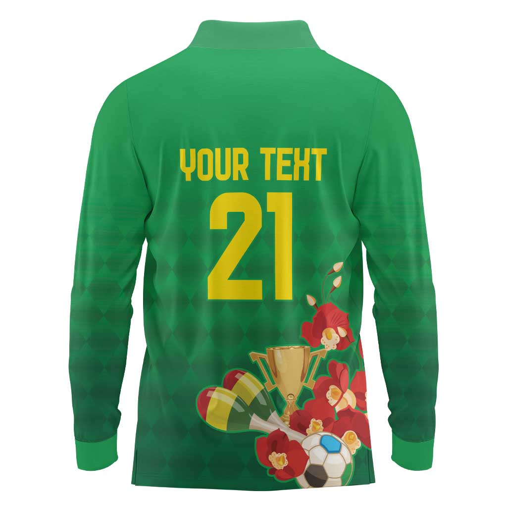 Brazil Canarinho Football Custom Long Sleeve Polo Shirt Bora Brasil! Go Brazil!