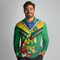 Brazil Canarinho Football Custom Long Sleeve Polo Shirt Bora Brasil! Go Brazil!