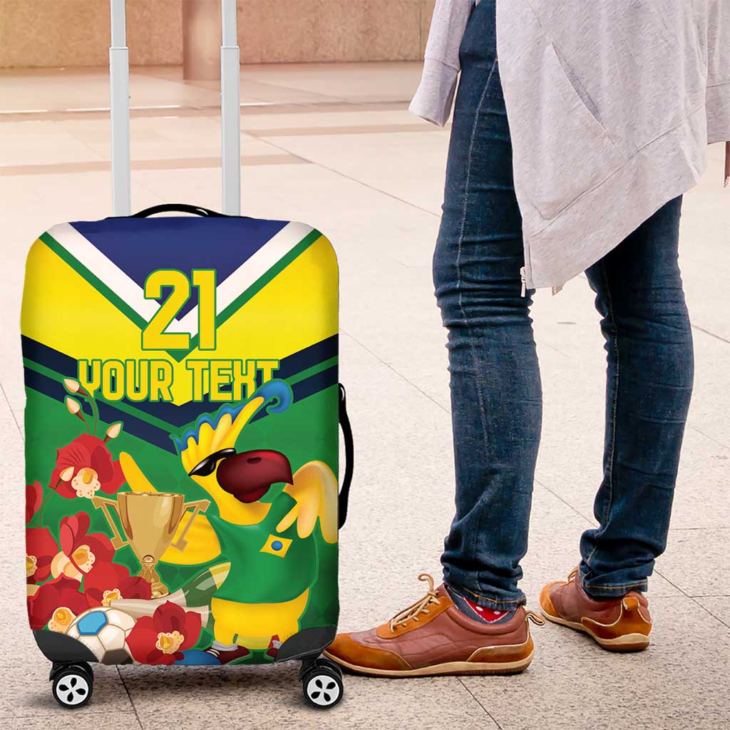 Brazil Canarinho Football Custom Luggage Cover Bora Brasil! Go Brazil!