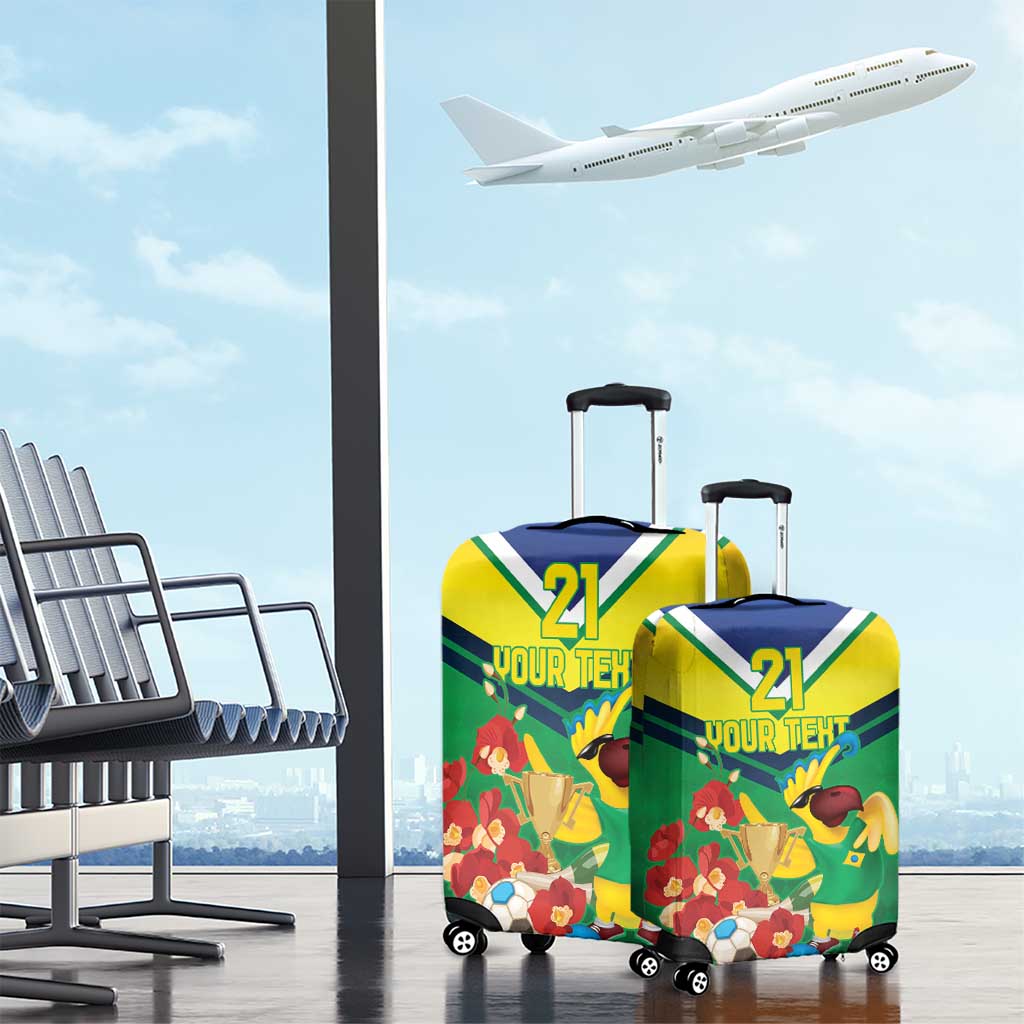 Brazil Canarinho Football Custom Luggage Cover Bora Brasil! Go Brazil!