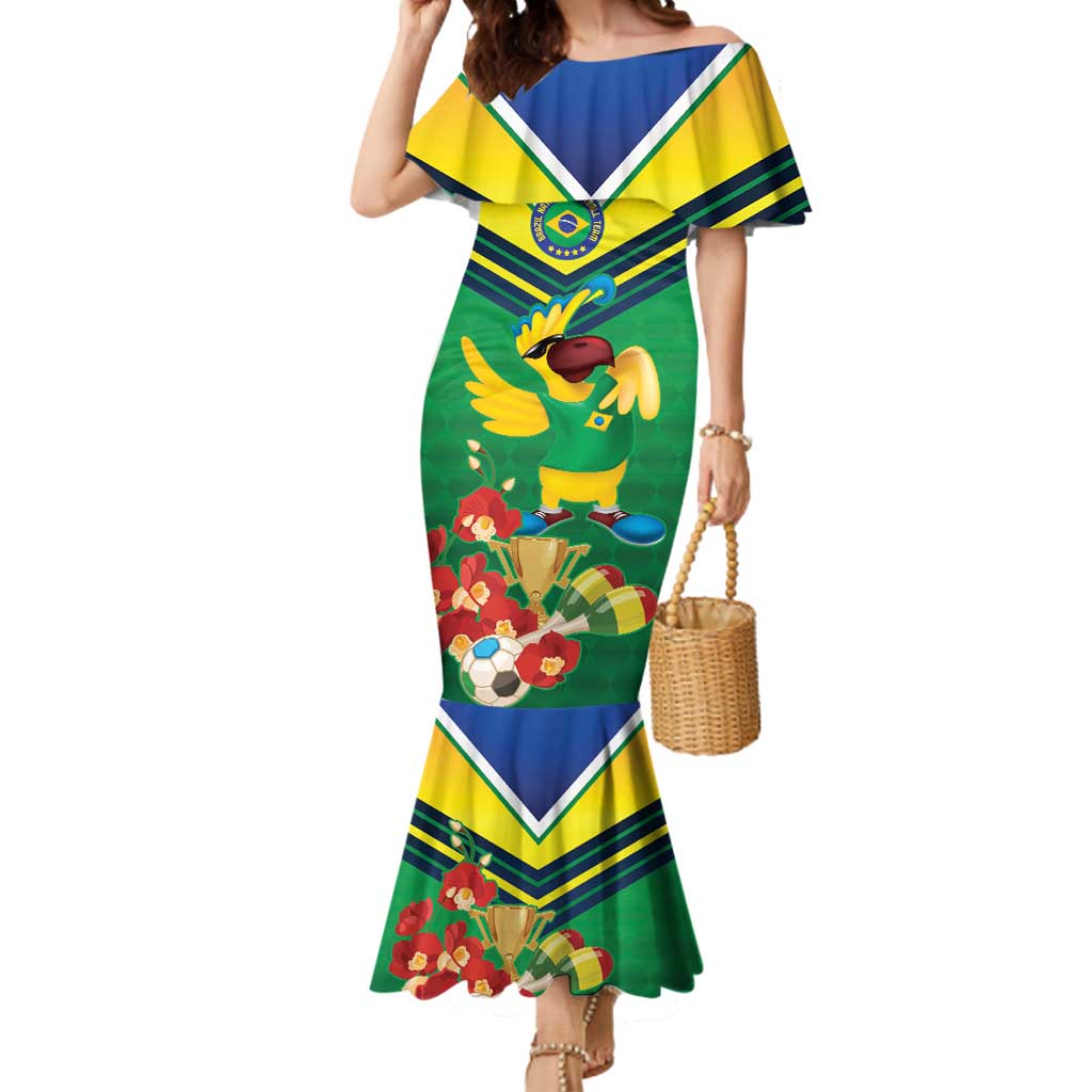 Brazil Canarinho Football Custom Mermaid Dress Bora Brasil! Go Brazil!