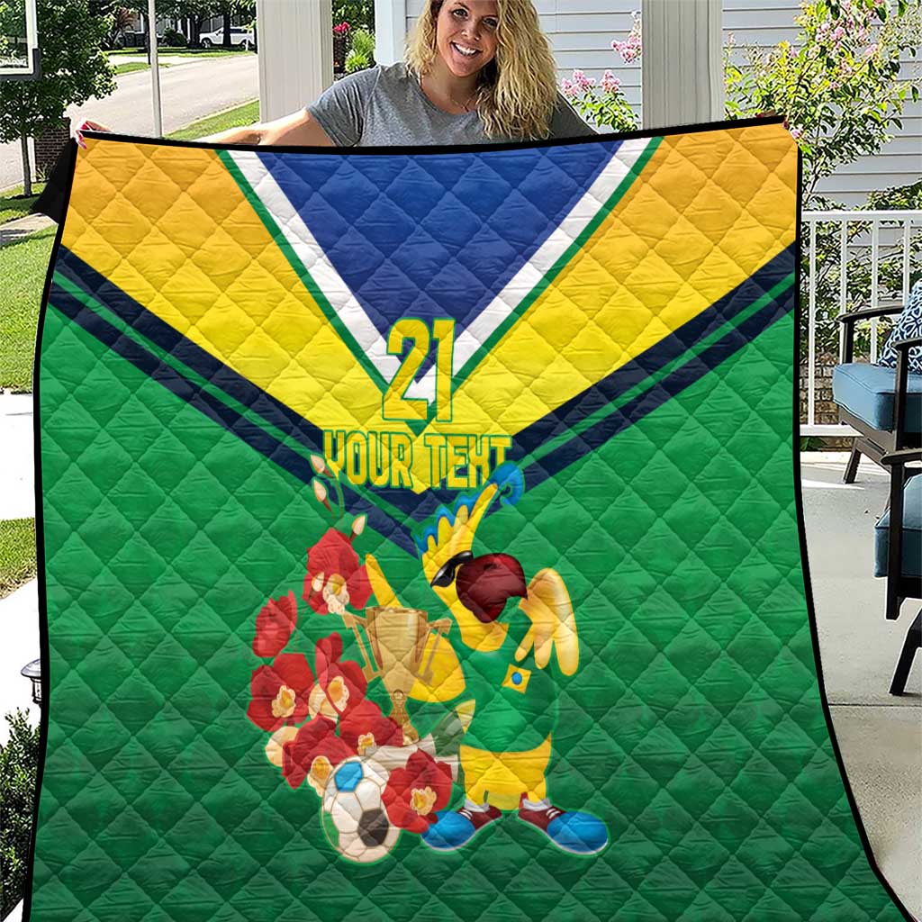 Brazil Canarinho Football Custom Quilt Bora Brasil! Go Brazil!
