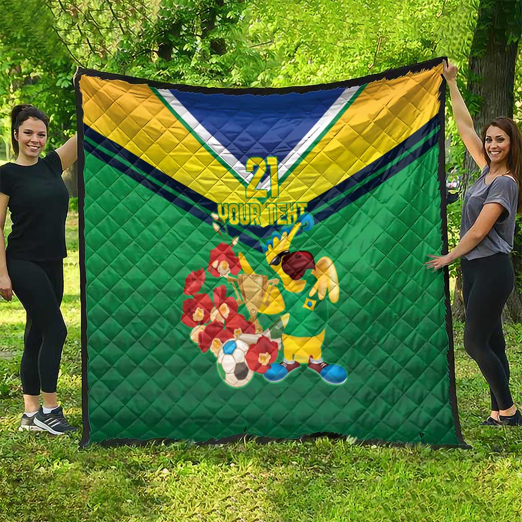 Brazil Canarinho Football Custom Quilt Bora Brasil! Go Brazil!
