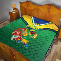 Brazil Canarinho Football Custom Quilt Bora Brasil! Go Brazil!