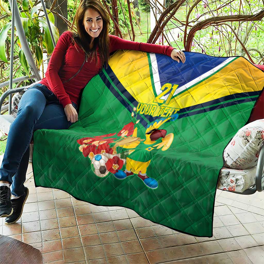 Brazil Canarinho Football Custom Quilt Bora Brasil! Go Brazil!
