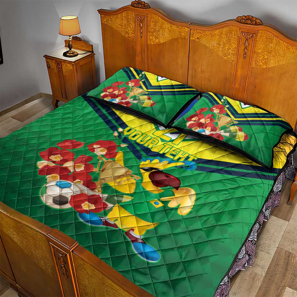 Brazil Canarinho Football Custom Quilt Bed Set Bora Brasil! Go Brazil!