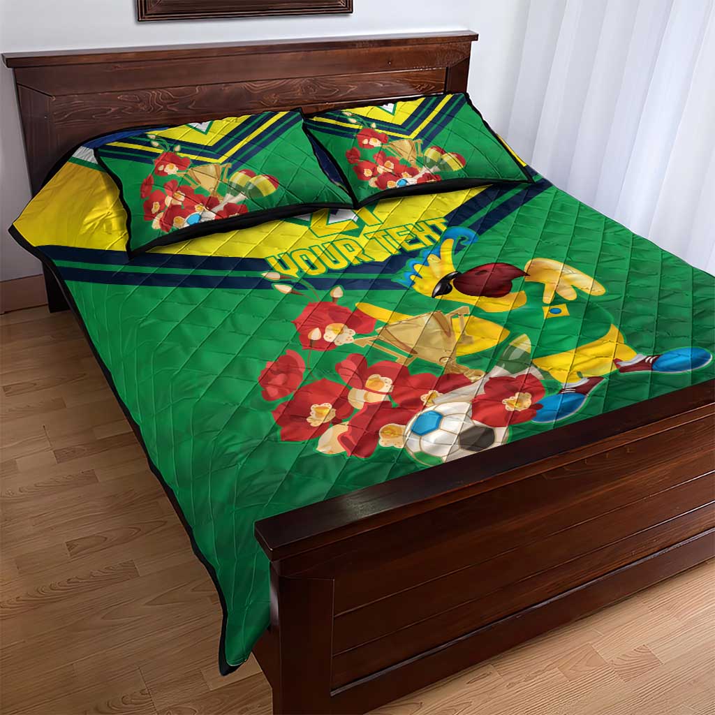 Brazil Canarinho Football Custom Quilt Bed Set Bora Brasil! Go Brazil!