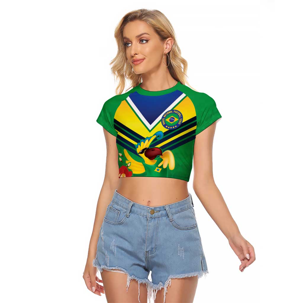 Brazil Canarinho Football Custom Raglan Cropped T Shirt Bora Brasil! Go Brazil!
