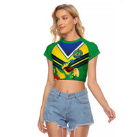 Brazil Canarinho Football Custom Raglan Cropped T Shirt Bora Brasil! Go Brazil!