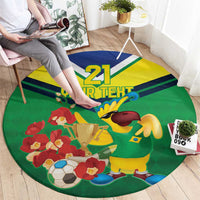Brazil Canarinho Football Custom Round Carpet Bora Brasil! Go Brazil!