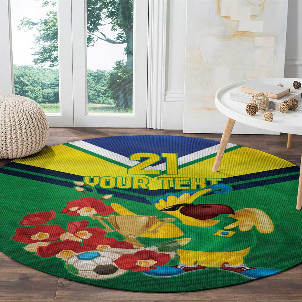 Brazil Canarinho Football Custom Round Carpet Bora Brasil! Go Brazil!