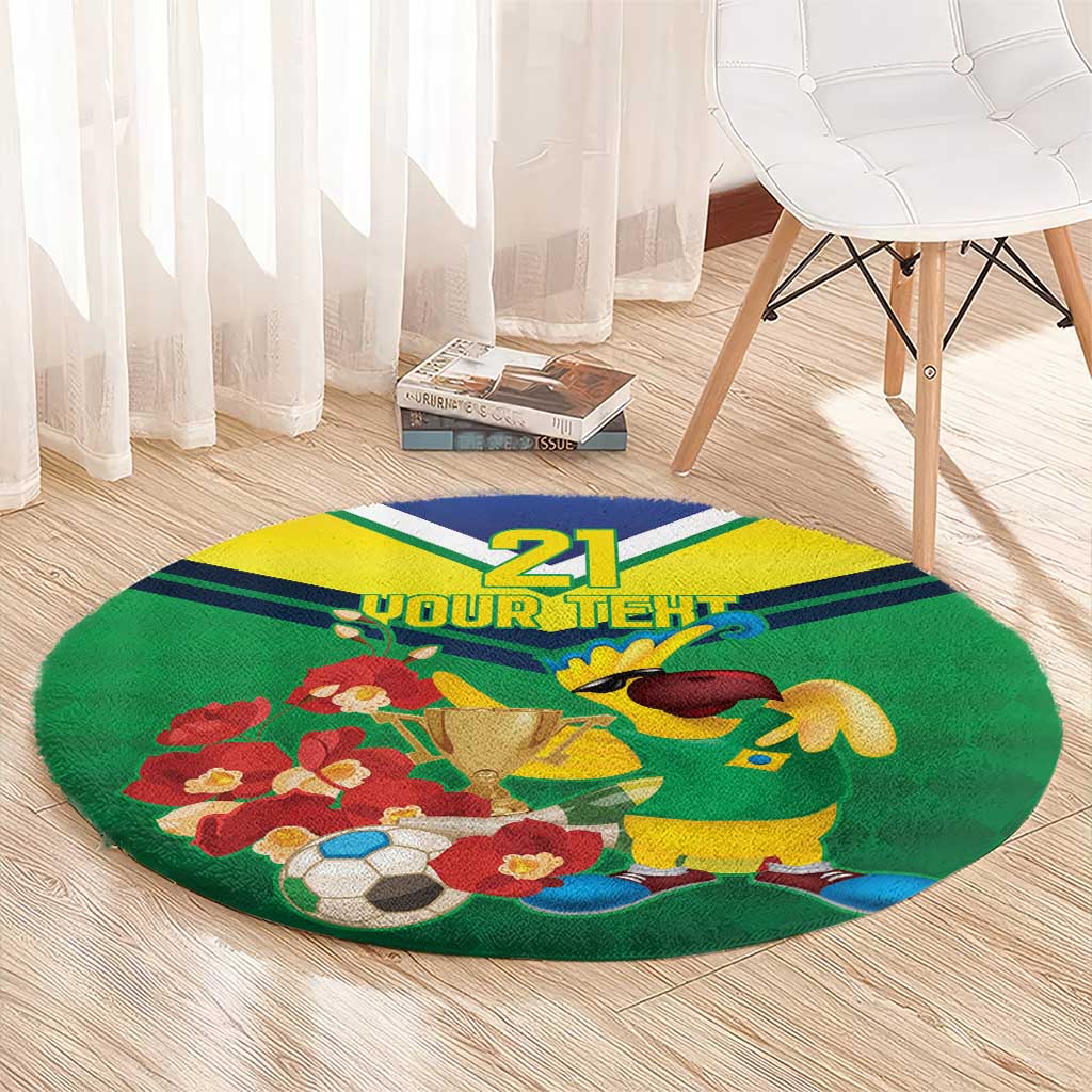 Brazil Canarinho Football Custom Round Carpet Bora Brasil! Go Brazil!