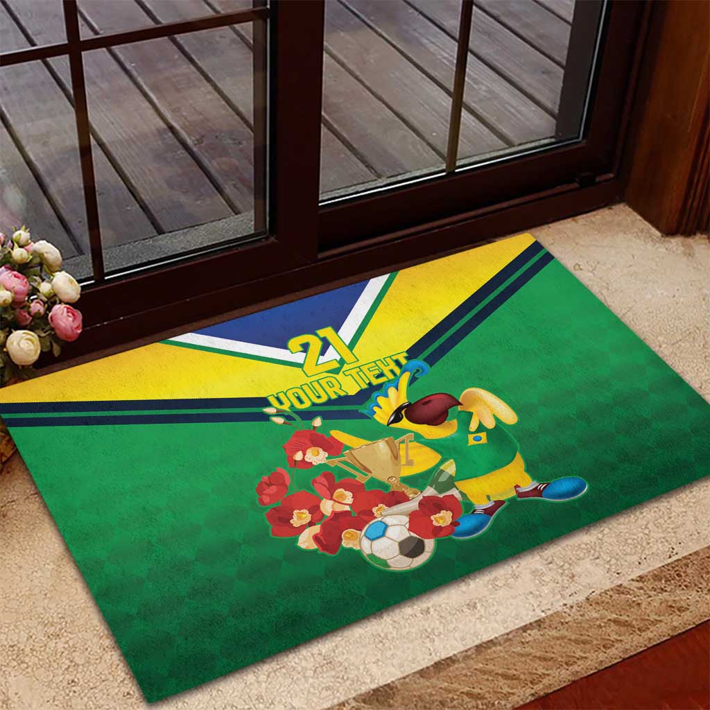 Brazil Canarinho Football Custom Rubber Doormat Bora Brasil! Go Brazil!