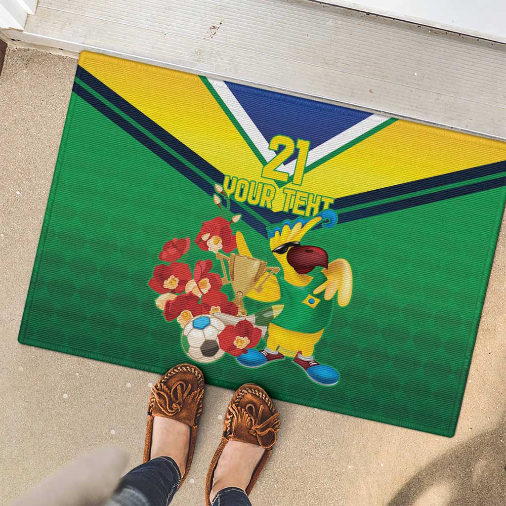 Brazil Canarinho Football Custom Rubber Doormat Bora Brasil! Go Brazil!