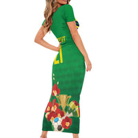 Brazil Canarinho Football Custom Short Sleeve Bodycon Dress Bora Brasil! Go Brazil!
