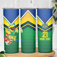 Brazil Canarinho Football Custom Skinny Tumbler Bora Brasil! Go Brazil!