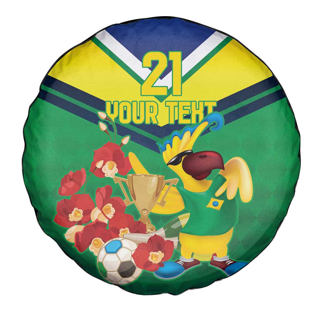 Brazil Canarinho Football Custom Spare Tire Cover Bora Brasil! Go Brazil!
