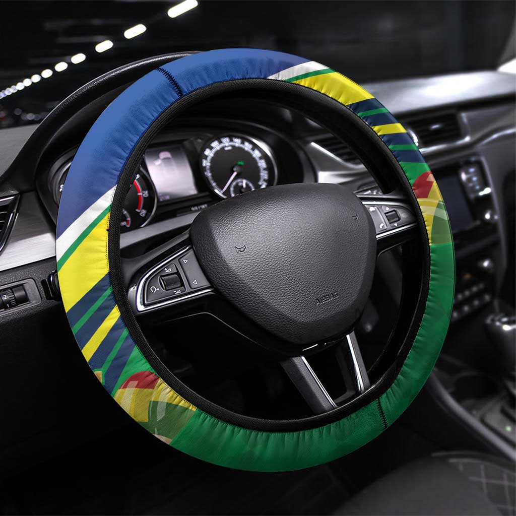 Brazil Canarinho Football Steering Wheel Cover Bora Brasil! Go Brazil!