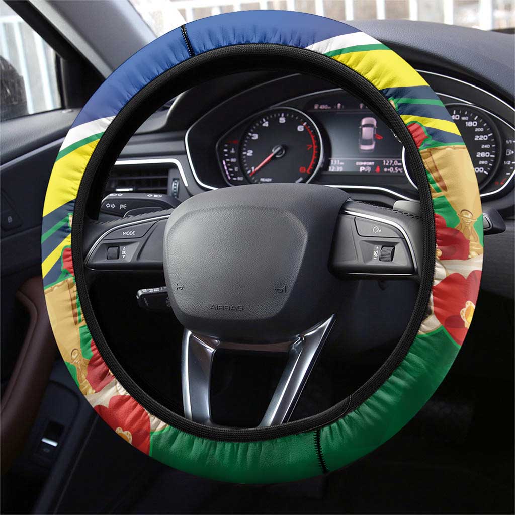 Brazil Canarinho Football Steering Wheel Cover Bora Brasil! Go Brazil!