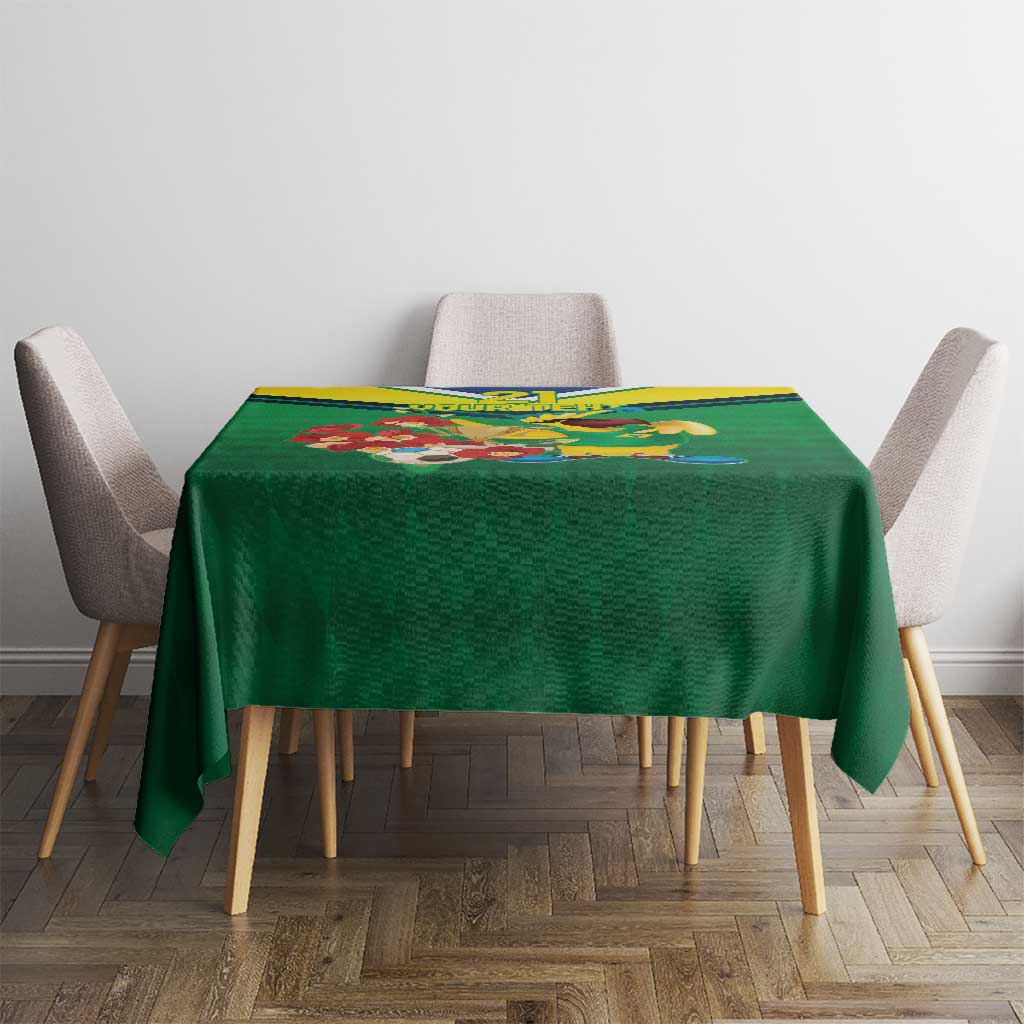 Brazil Canarinho Football Custom Tablecloth Bora Brasil! Go Brazil!