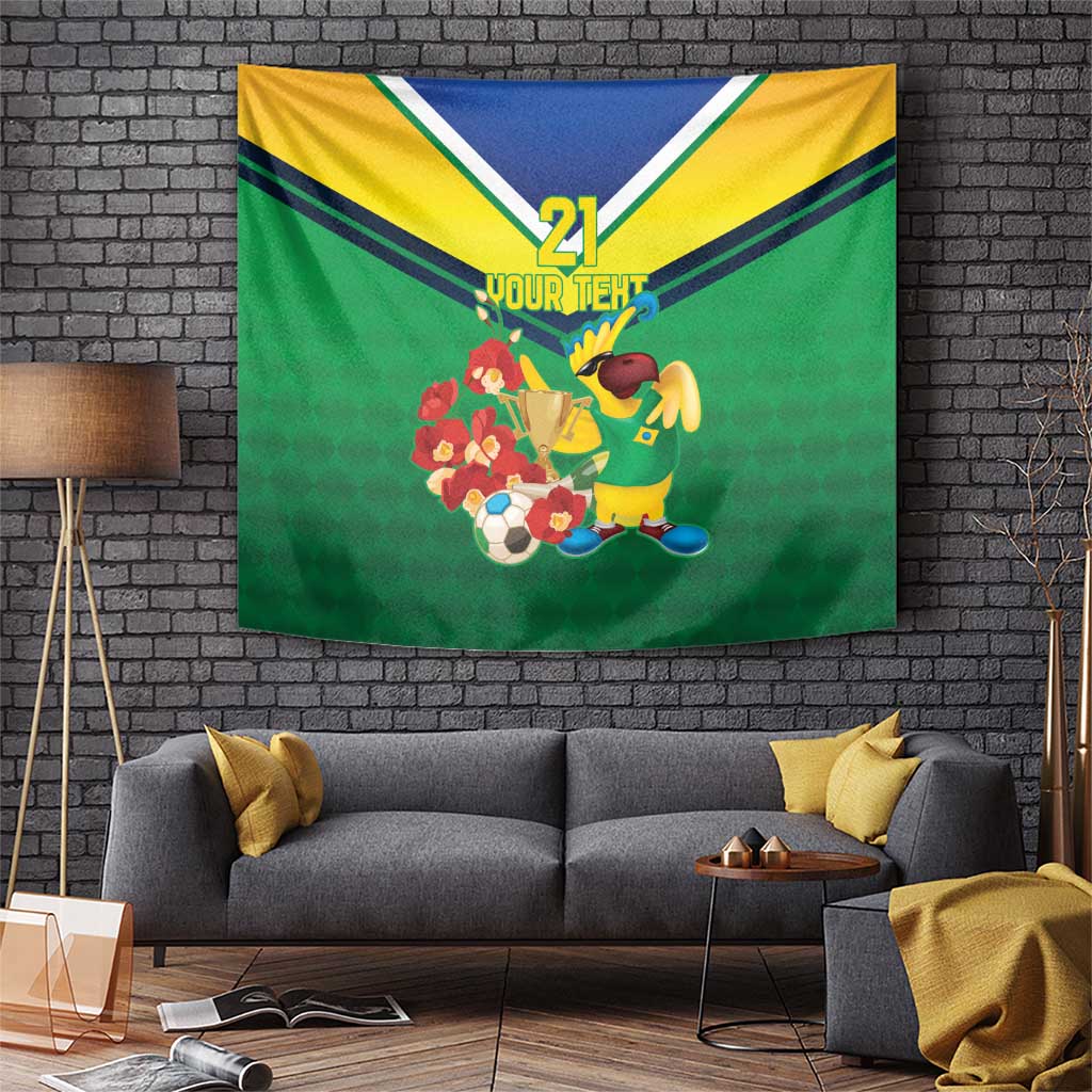 Brazil Canarinho Football Custom Tapestry Bora Brasil! Go Brazil!