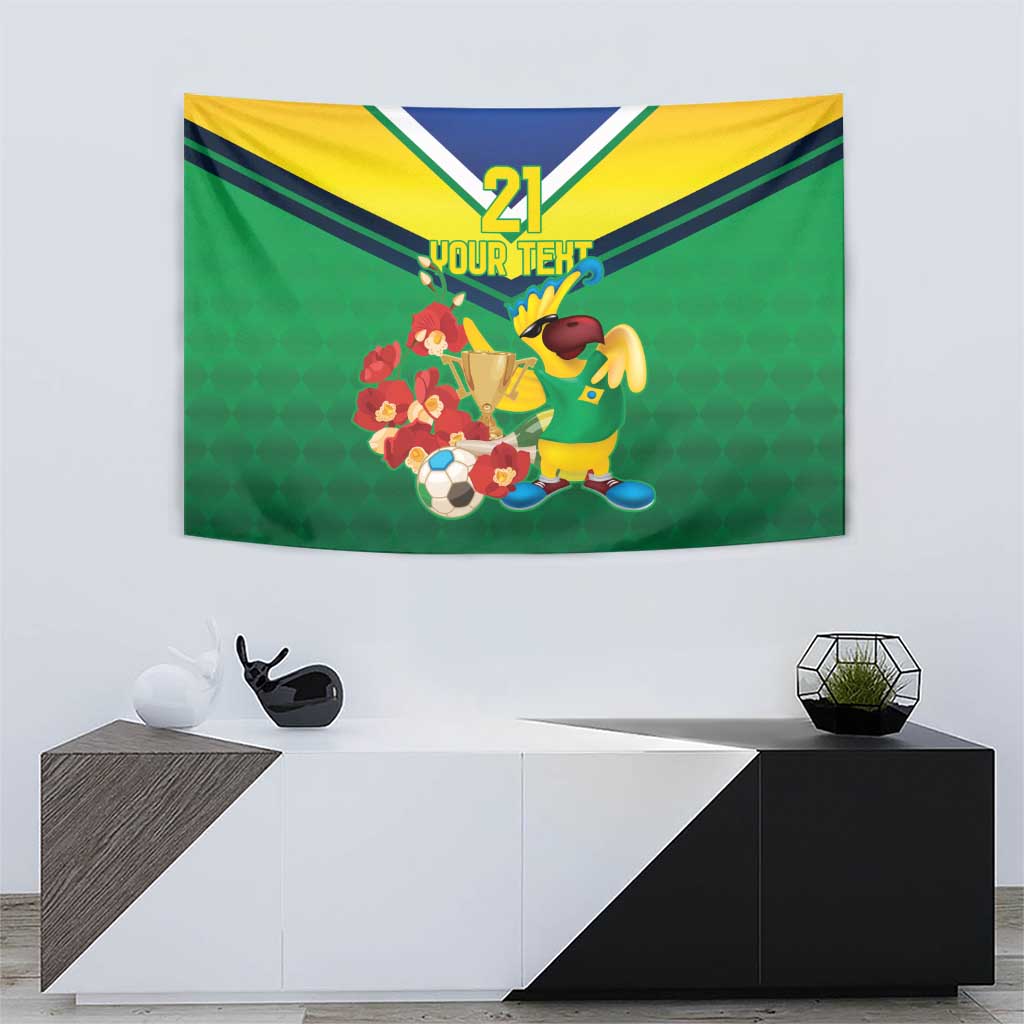 Brazil Canarinho Football Custom Tapestry Bora Brasil! Go Brazil!