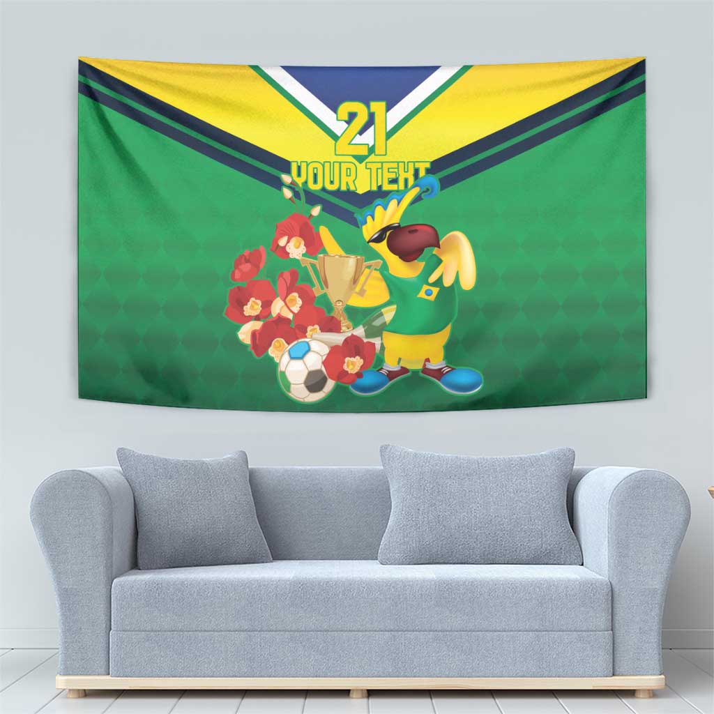 Brazil Canarinho Football Custom Tapestry Bora Brasil! Go Brazil!