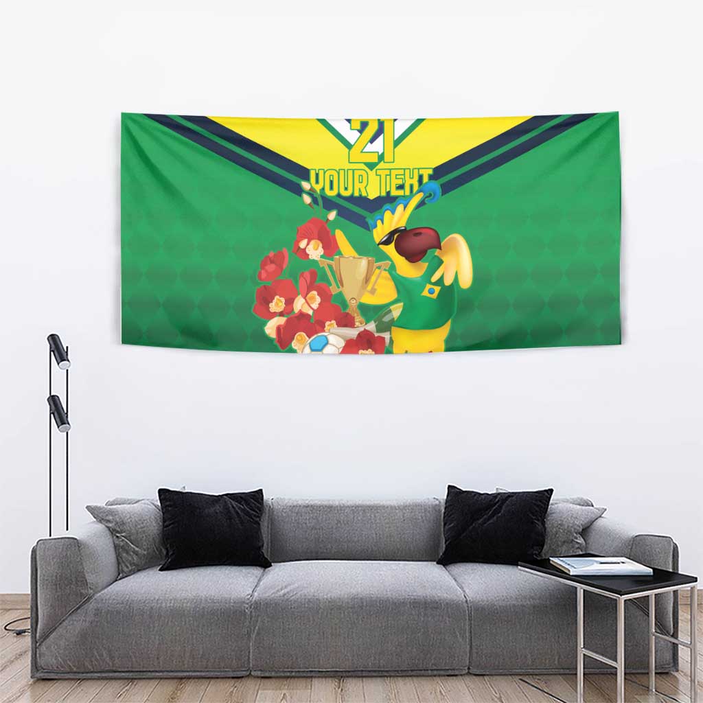 Brazil Canarinho Football Custom Tapestry Bora Brasil! Go Brazil!