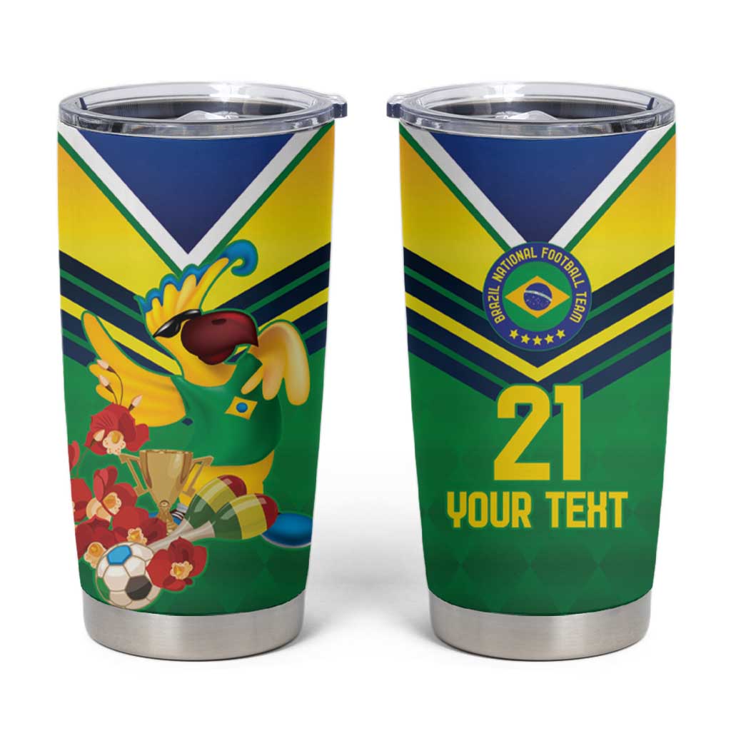 Brazil Canarinho Football Custom Tumbler Cup Bora Brasil! Go Brazil!
