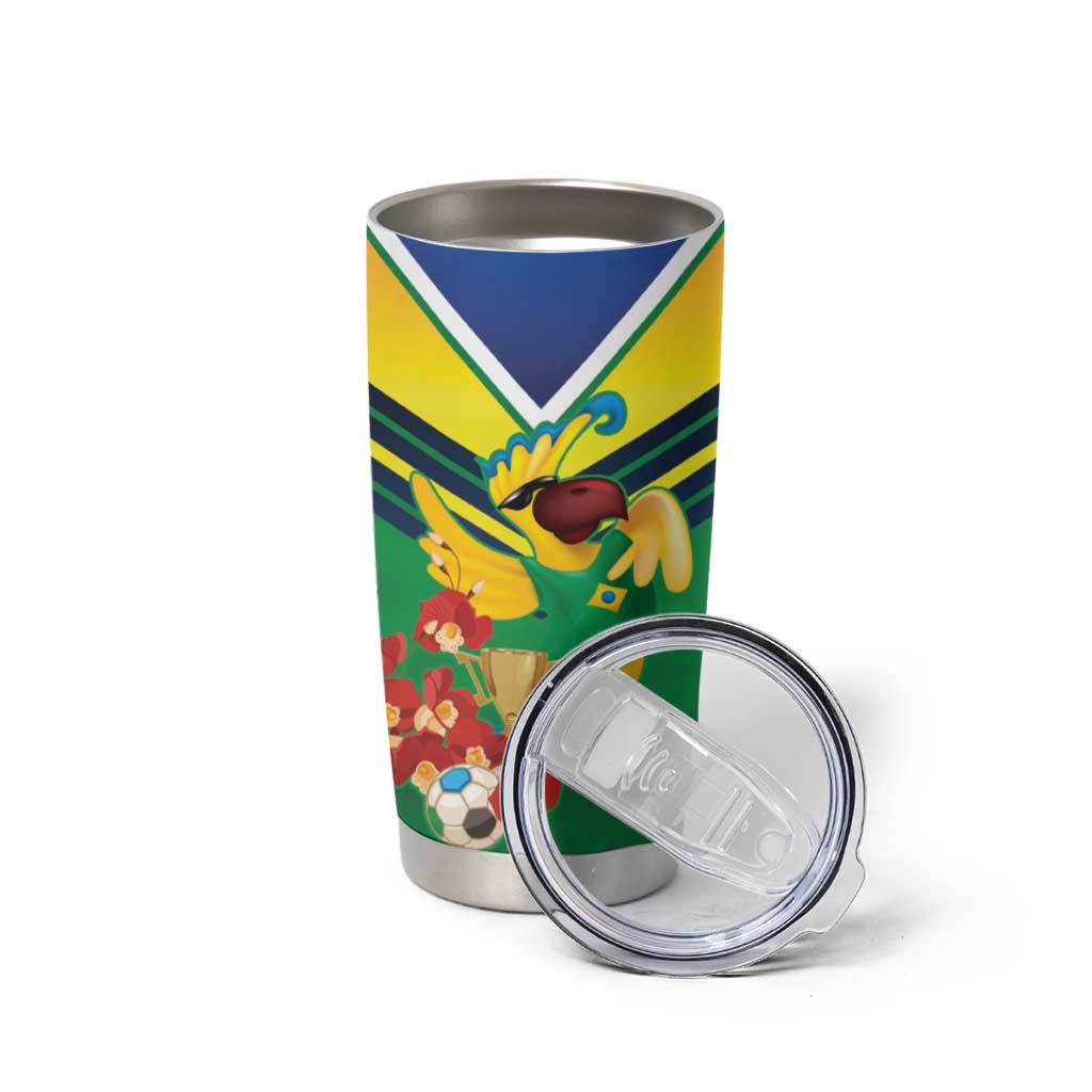 Brazil Canarinho Football Custom Tumbler Cup Bora Brasil! Go Brazil!