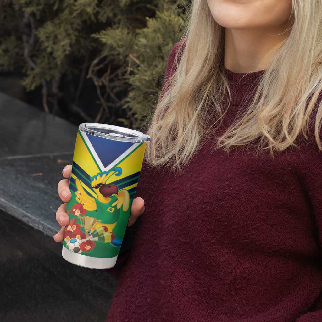 Brazil Canarinho Football Custom Tumbler Cup Bora Brasil! Go Brazil!