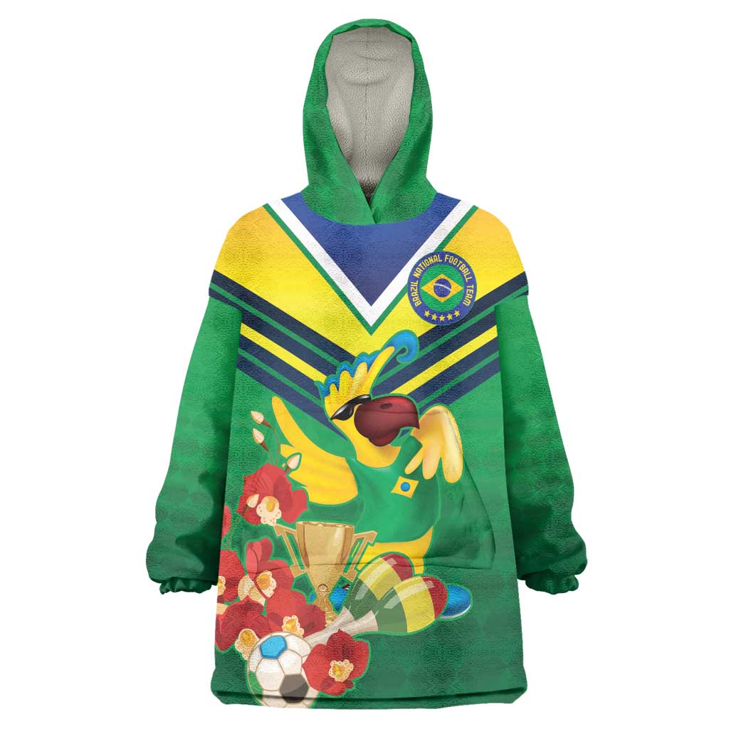 Brazil Canarinho Football Custom Wearable Blanket Hoodie Bora Brasil! Go Brazil!
