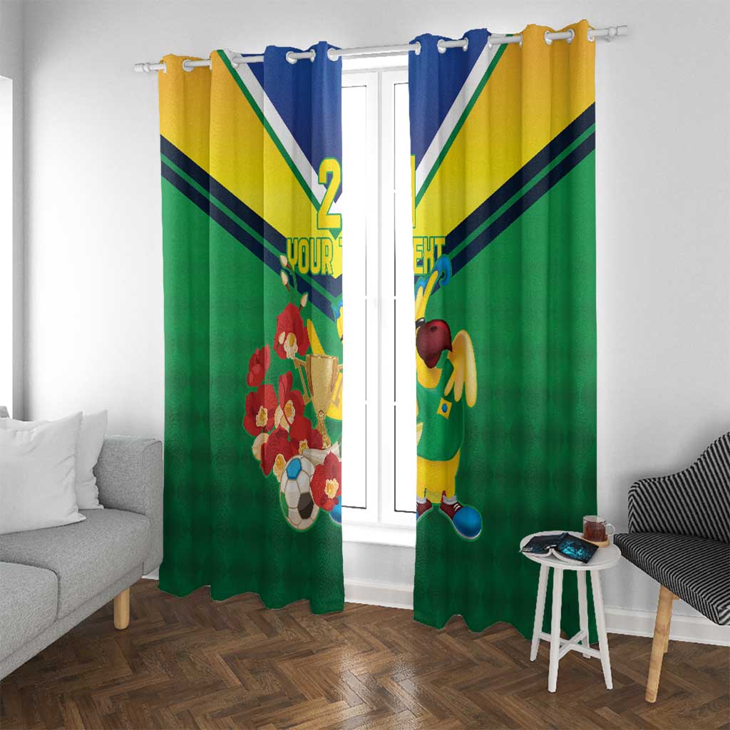 Brazil Canarinho Football Custom Window Curtain Bora Brasil! Go Brazil!