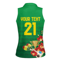 Brazil Canarinho Football Custom Women Sleeveless Polo Shirt Bora Brasil! Go Brazil!