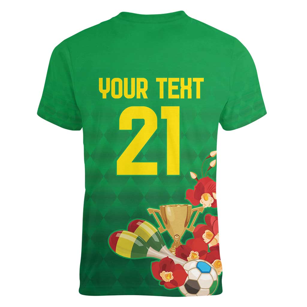 Brazil Canarinho Football Custom Women V-Neck T-Shirt Bora Brasil! Go Brazil!