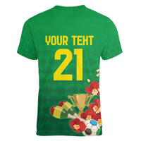 Brazil Canarinho Football Custom Women V-Neck T-Shirt Bora Brasil! Go Brazil!