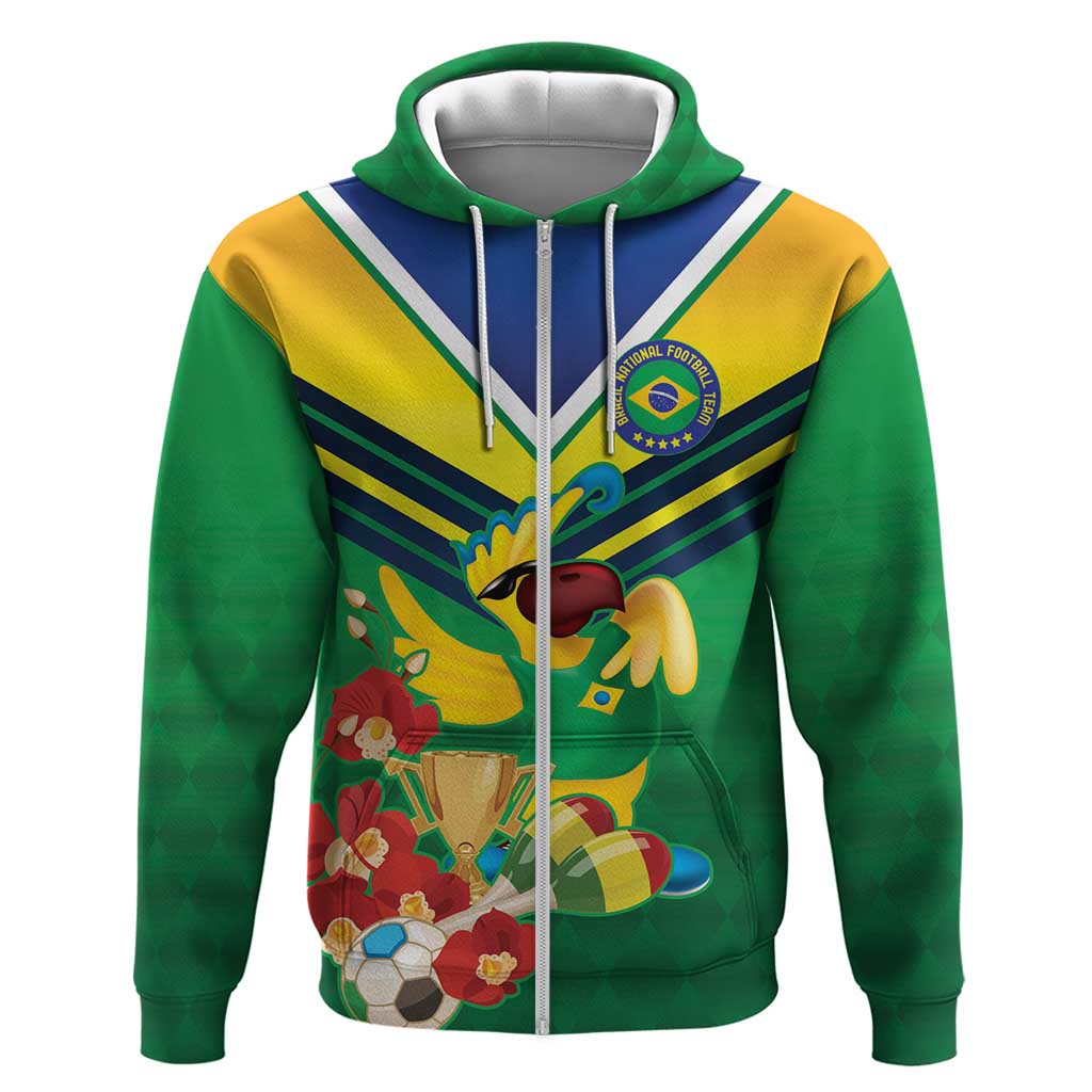 Brazil Canarinho Football Custom Zip Hoodie Bora Brasil! Go Brazil!