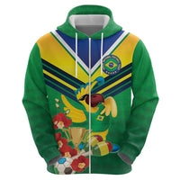 Brazil Canarinho Football Custom Zip Hoodie Bora Brasil! Go Brazil!