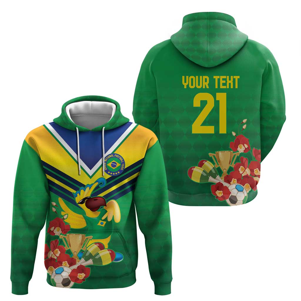 Brazil Canarinho Football Custom Zip Hoodie Bora Brasil! Go Brazil!