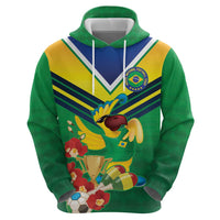Brazil Canarinho Football Custom Zip Hoodie Bora Brasil! Go Brazil!