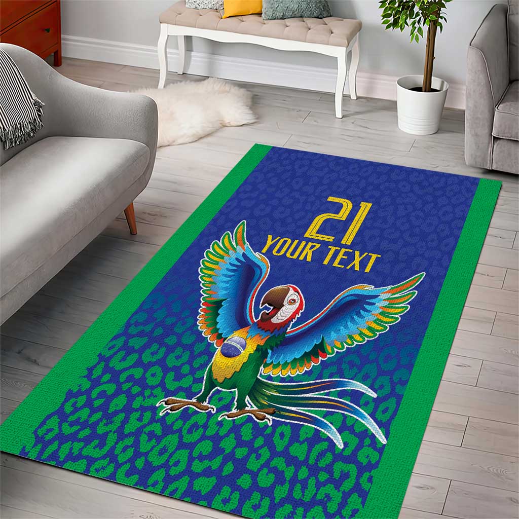 Brazil Canarinho Custom Area Rug Macaw Mascot with Brazil Flag Colors