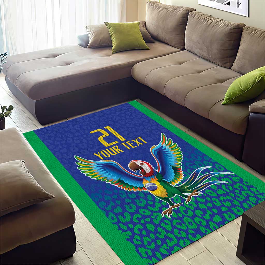 Brazil Canarinho Custom Area Rug Macaw Mascot with Brazil Flag Colors