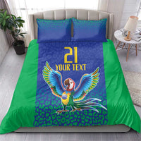 Brazil Canarinho Custom Bedding Set Macaw Mascot with Brazil Flag Colors