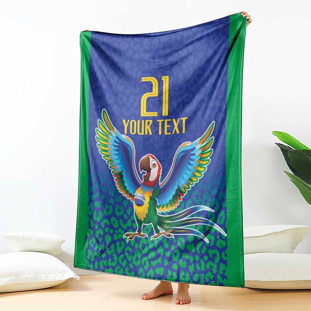 Brazil Canarinho Custom Blanket Macaw Mascot with Brazil Flag Colors
