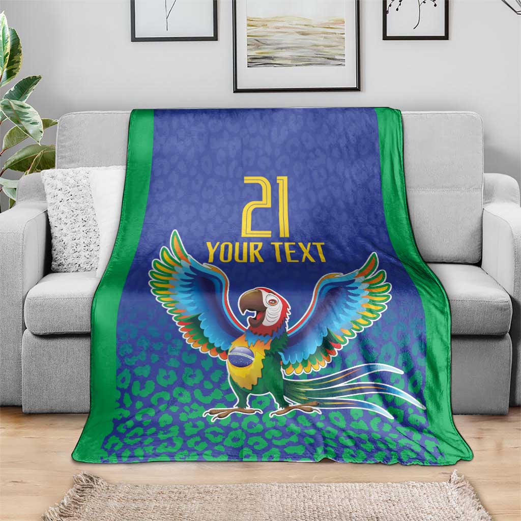 Brazil Canarinho Custom Blanket Macaw Mascot with Brazil Flag Colors